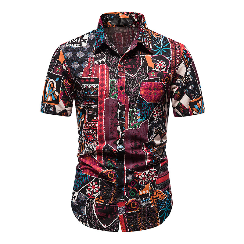 Men's Casual Printed Short Sleeve Shirt
