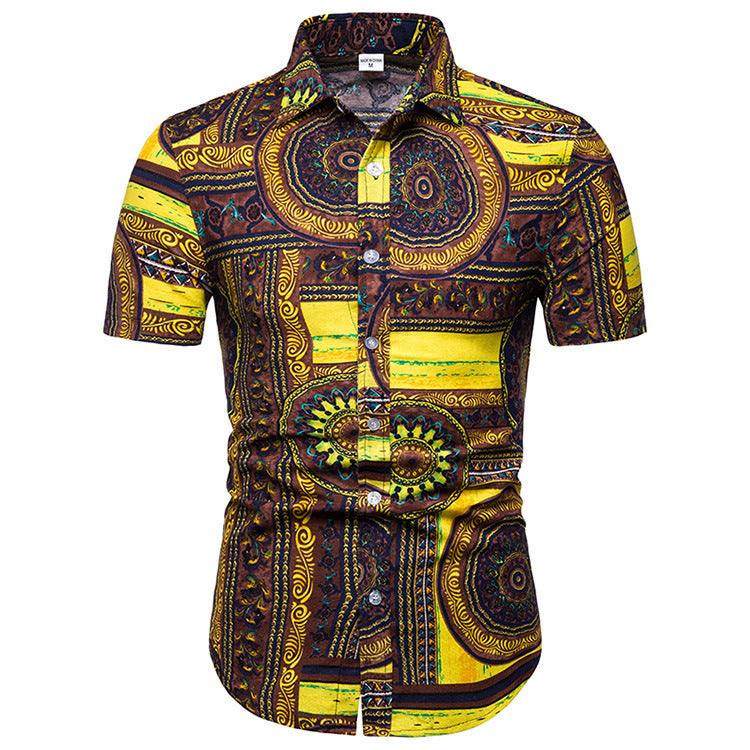 Men's Lapel Casual Print Shirt