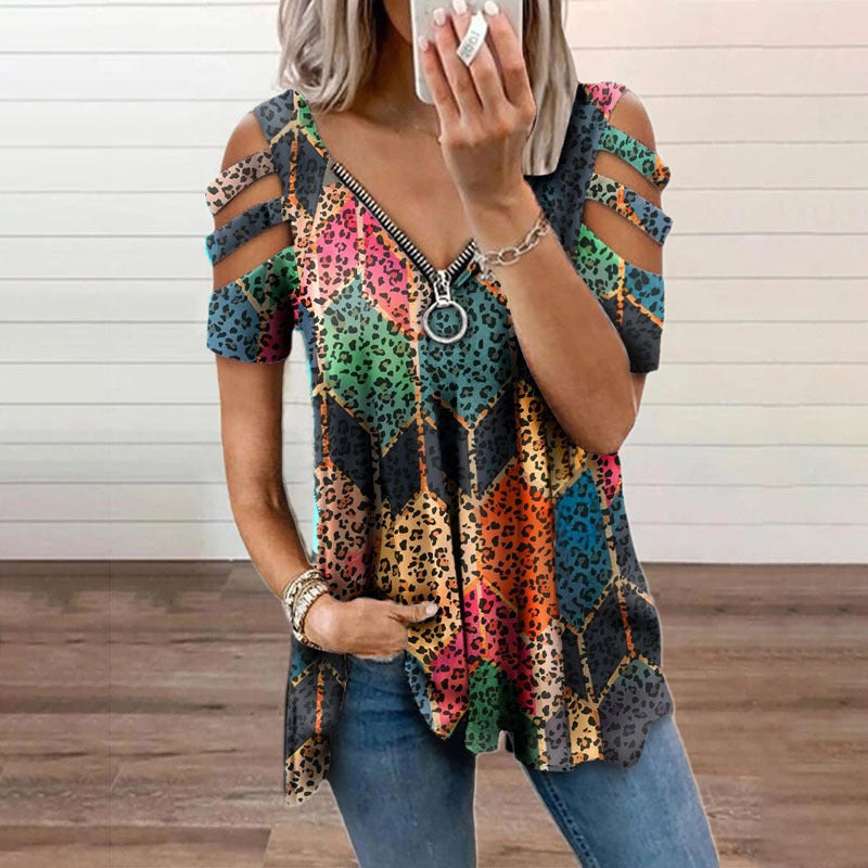 Women's V-Neck Off Shoulder Blouse