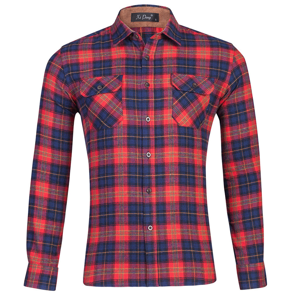 Men's All Cotton Flannel Shirt Long Sleeve Casual Button Up Plaid Shirt