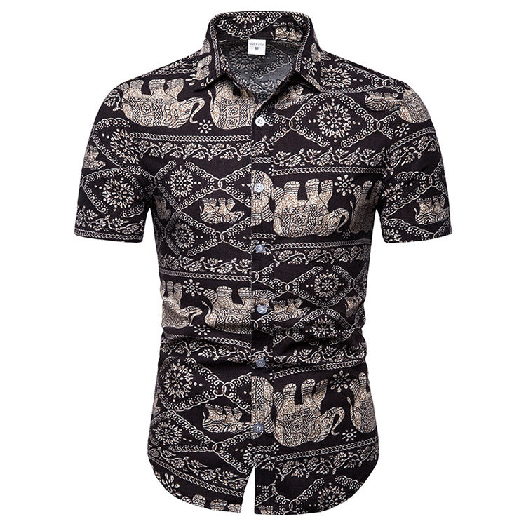 Men's Lapel Casual Print Shirt
