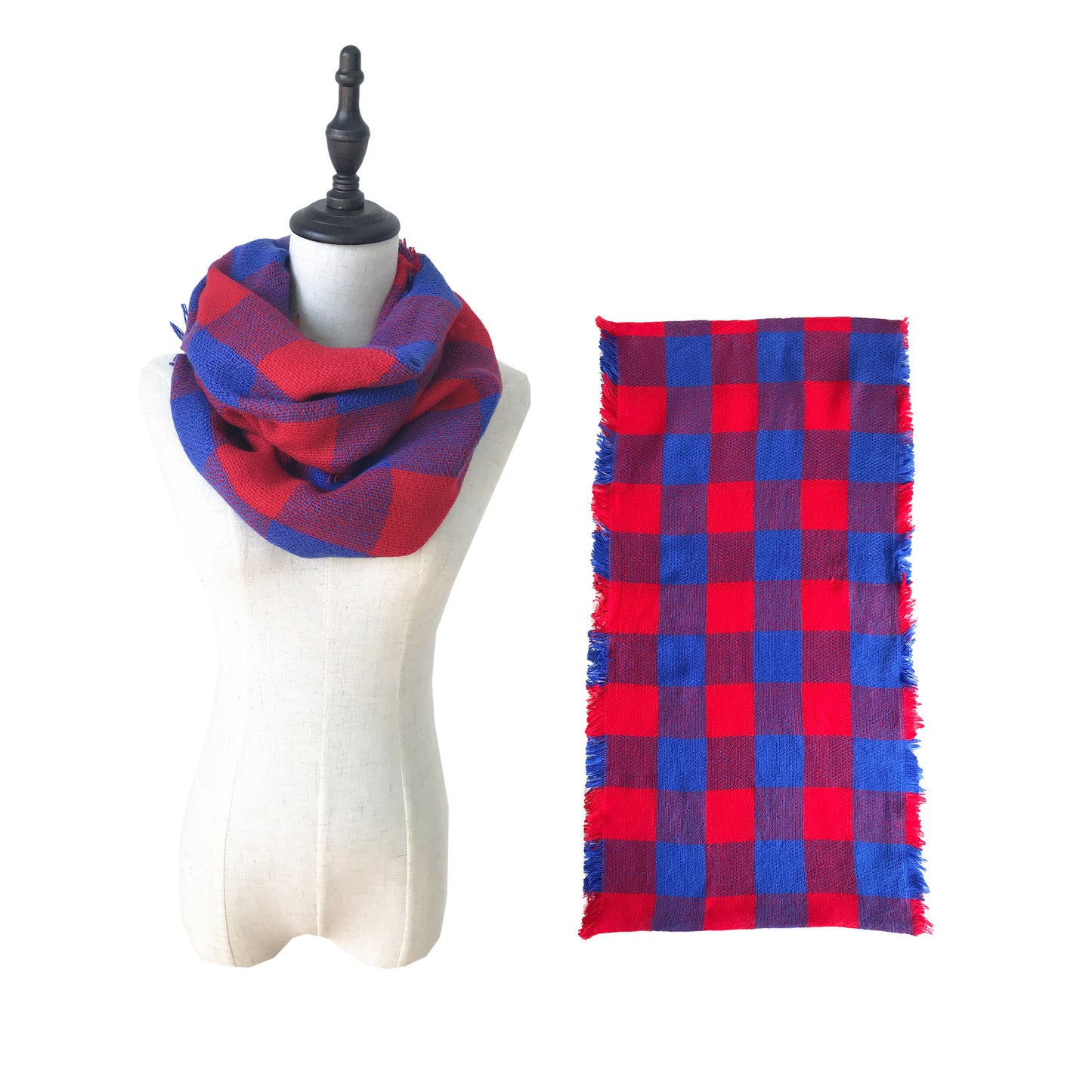 Woman Imitation Cashmere Double-sided Fringed Plaid Scarf