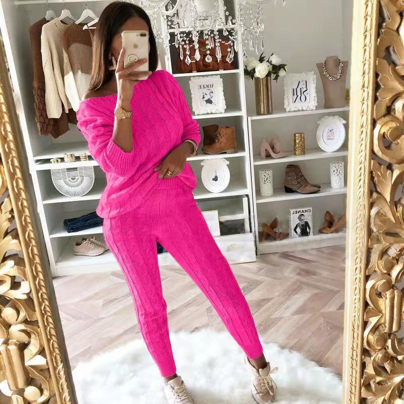 Women's Slim Fit Casual Knit 2 Piece Suit