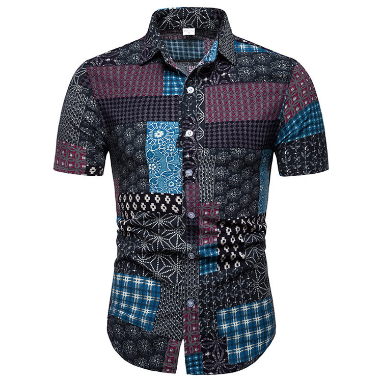 Men's Lapel Casual Print Shirt