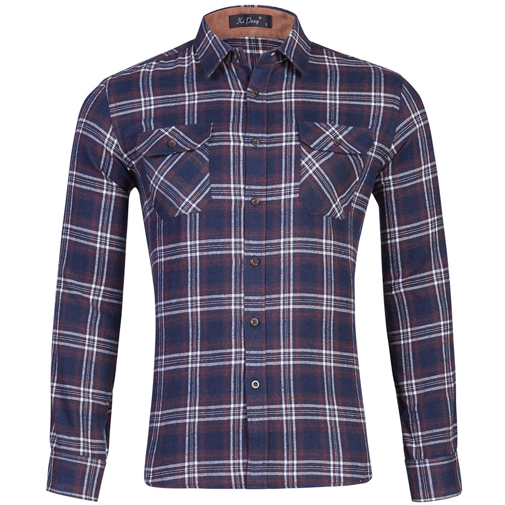 Men's All Cotton Flannel Shirt Long Sleeve Casual Button Up Plaid Shirt
