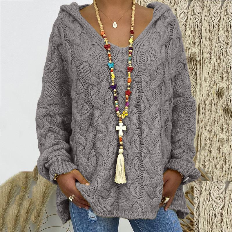 Women's Hooded Casual Knit Sweater