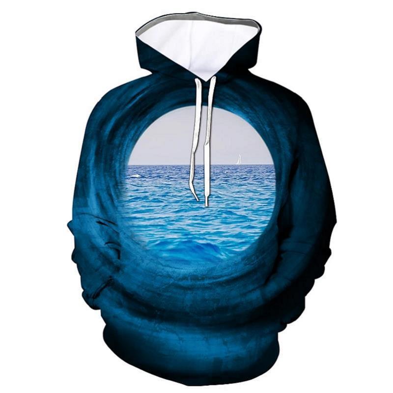 Men's 3D Print Hoodie Swirl Print Long Sleeve