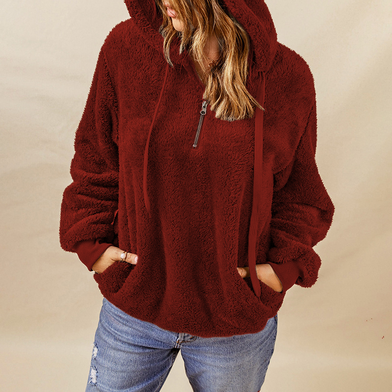 Women's Winter Plush Hooded Sweatshirt