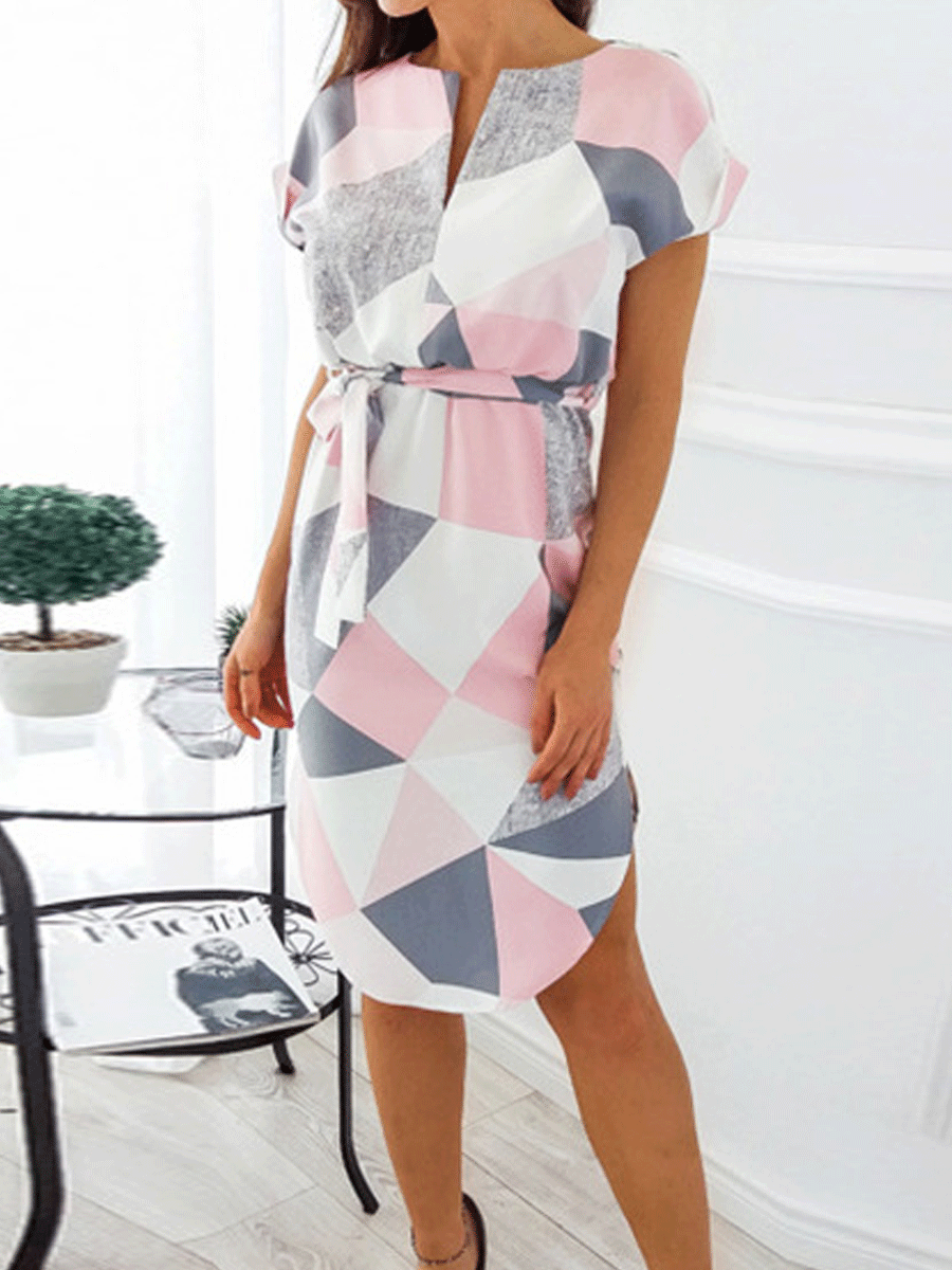 Women's V-neck Dress Print Short Sleeve Dress