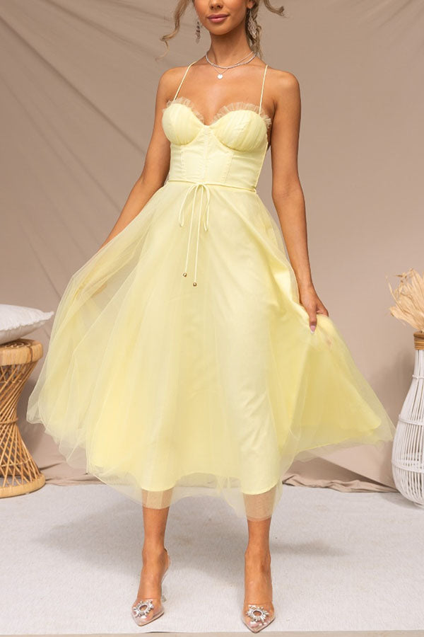 Women's Princess Chiffon Suspenders Party Maxi Dress
