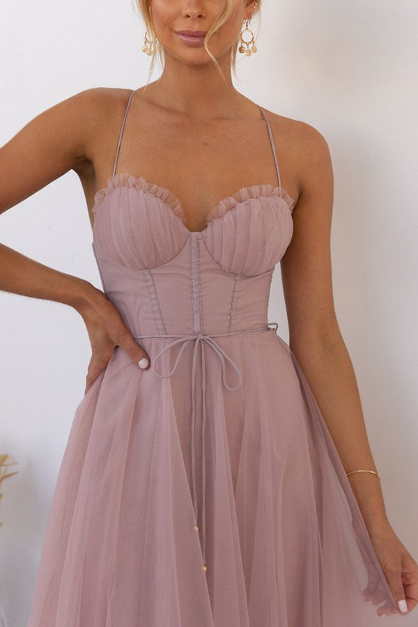 Women's Princess Chiffon Suspenders Party Maxi Dress