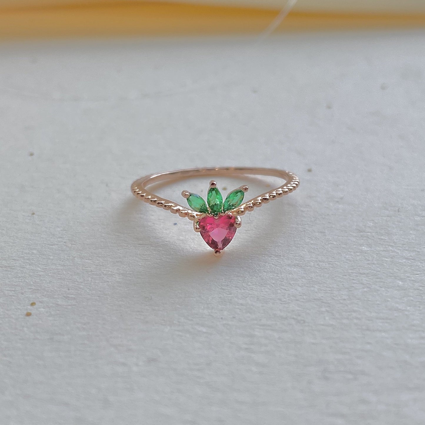18k Gold Plated Ring Very Berry Strawberry Ring