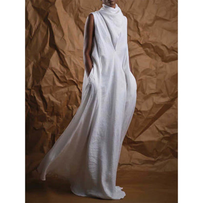 Elegant Turtleneck Sleeveless Maxi Dress For Women