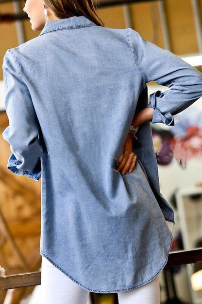 Women's Denim Off Shoulder Blouse