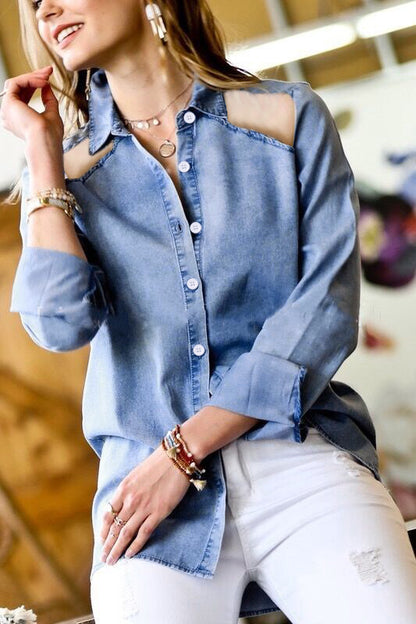 Women's Denim Off Shoulder Blouse