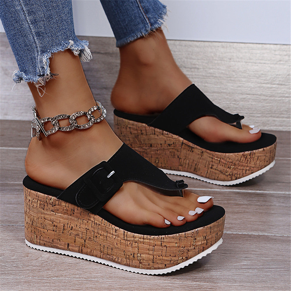 Women's platform height increasing flip flops