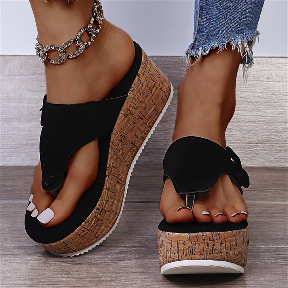 Women's platform height increasing flip flops