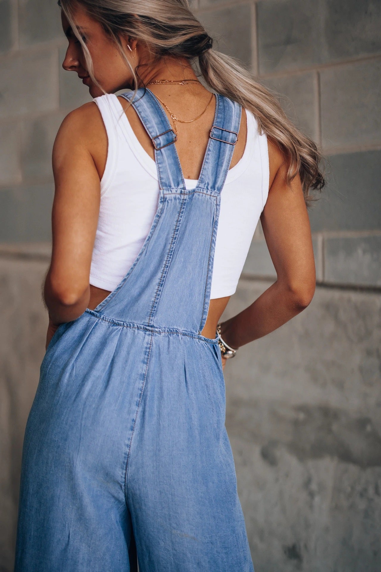 Women's Suspender Denim Jumpsuit