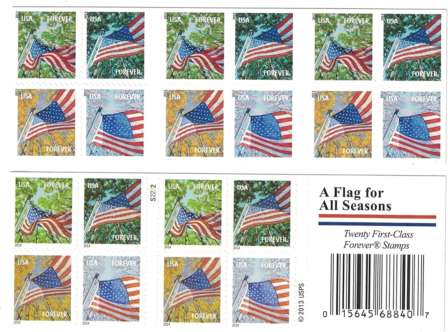 2013 USPS Forever Stamps A Flag for All Seasons