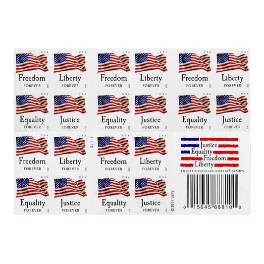 2012 USPS Forever Stamps "Four Flags" Flag and "Equality"