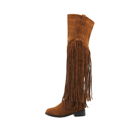 Women's Leather Suede Tassel Boots