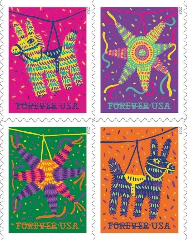 USPS Pinatas Forever Postage Stamps Celebrate Hispanic Heritage Latino Festive Celebration Party