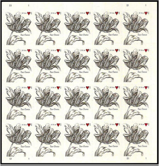 Vintage Tulip Pane Postage Wedding Stamps