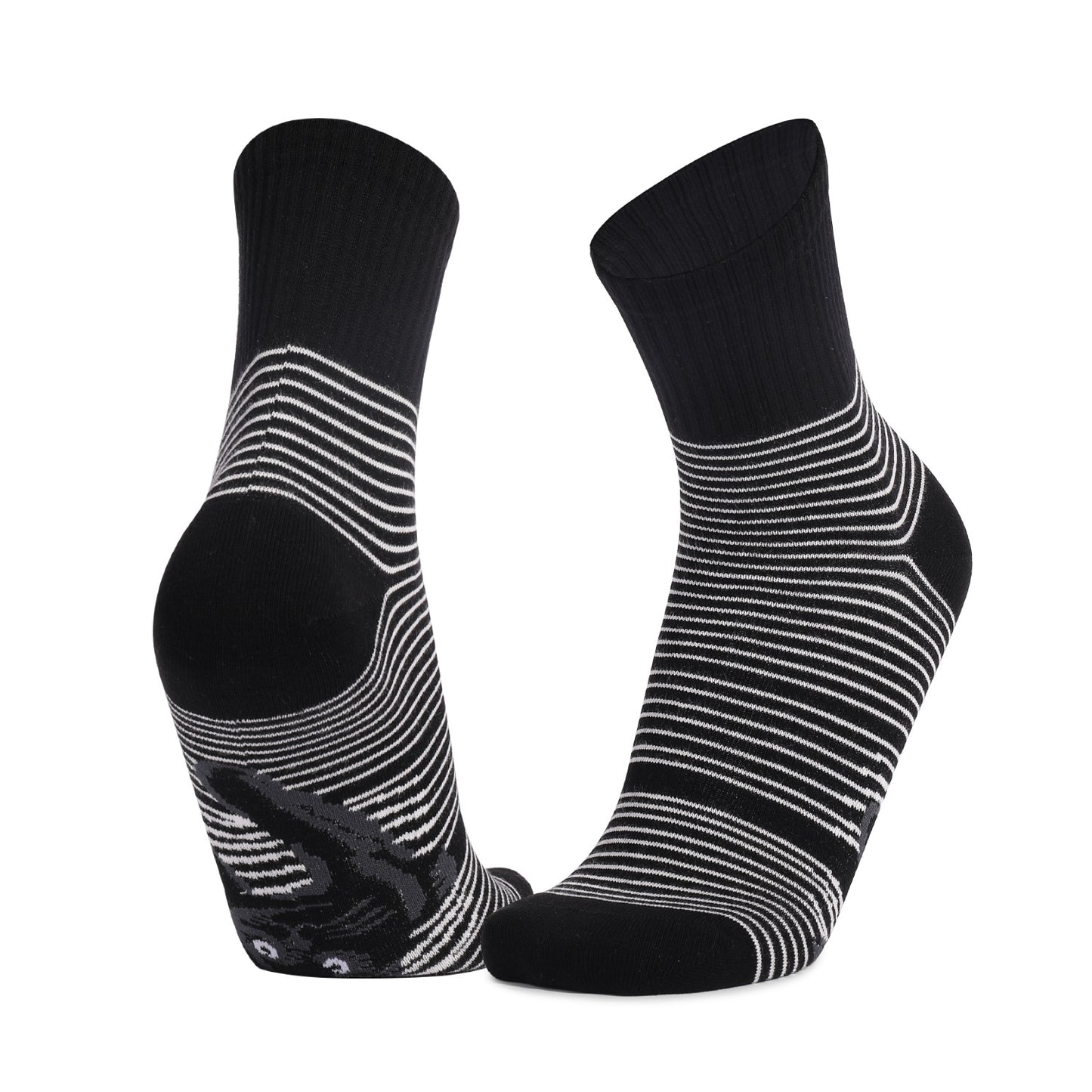 Unisex Black And White Striped Cat Print Socks