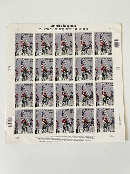 2001 US America Responds 9-11 Heroes Postage Stamps