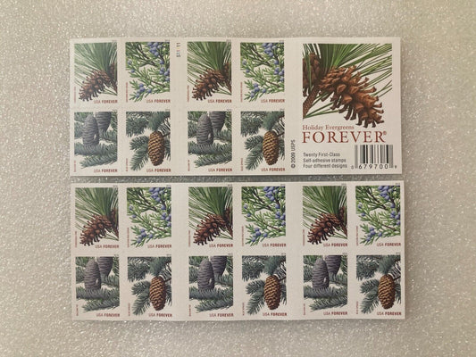Holiday Evergreens Booklet Pane of 20 First Class Stamps