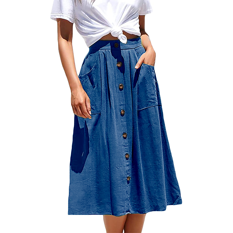 Women's Button Midi Skirt
