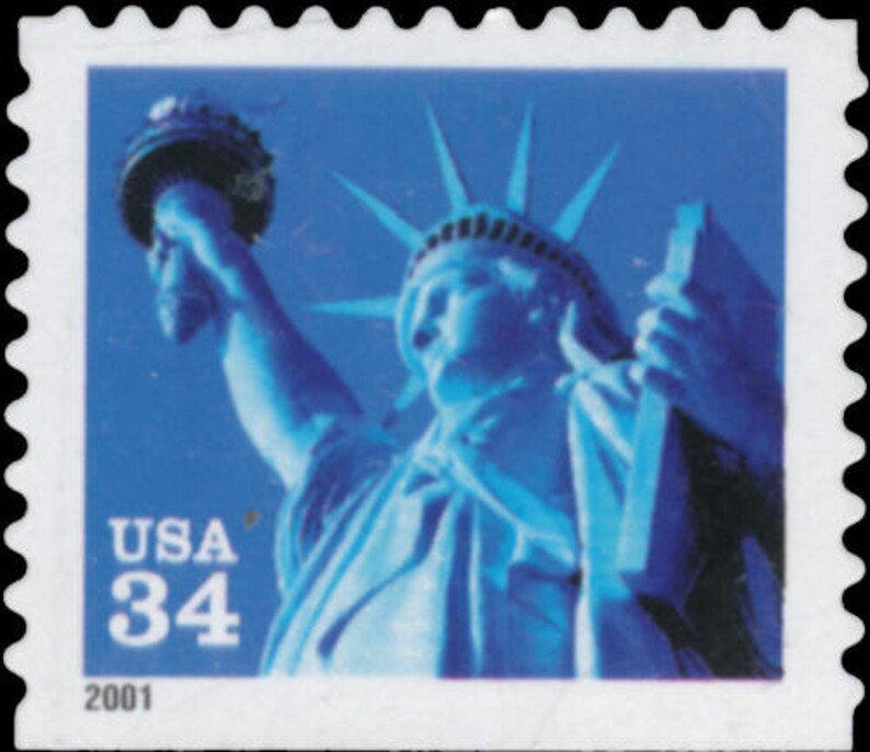 2001 US 6x STATUE OF LIBERTY New York 34c Blue Postage Stamp