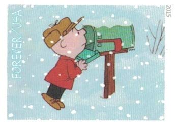 USPS Charlie Brown Xmas Pane of 20 Forever Postage Stamps