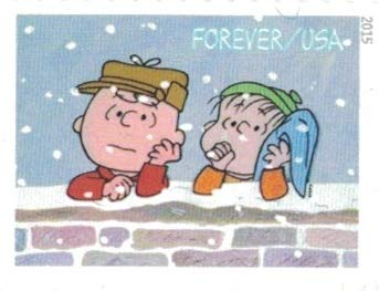 USPS Charlie Brown Xmas Pane of 20 Forever Postage Stamps