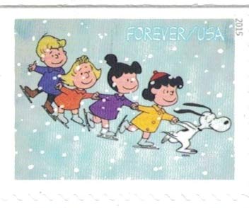 USPS Charlie Brown Xmas Pane of 20 Forever Postage Stamps