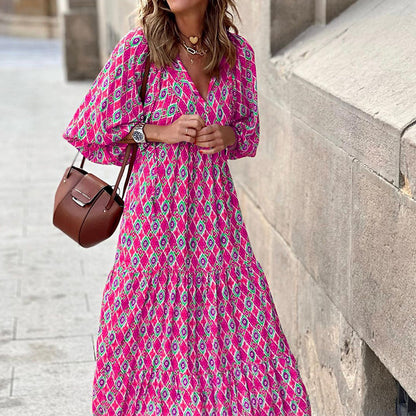 Women's V-Neck Spring Maxi Dress