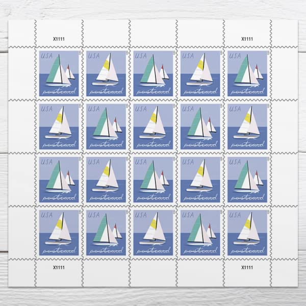 2023 US Sailboats Postcard Stamps (1 Roll (100 Stamps))
