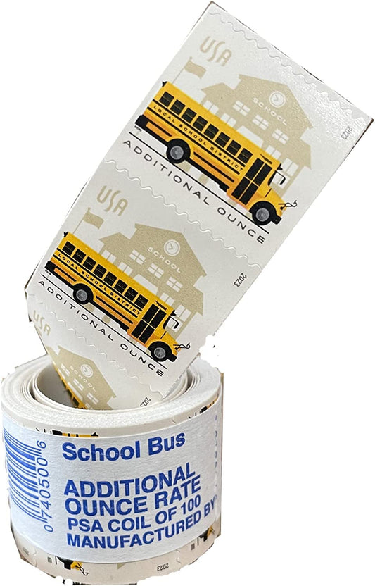 2023 US School Bus Additional Ounce Postage Stamps 1 Coil of 100