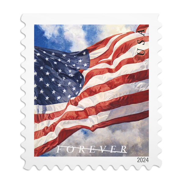 2024 USA American Flag Forever Stamps Roll Of 100 Stamps