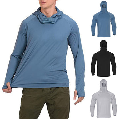 Men's UPF 50+ Professional Fishing Hoodie With Mask Anti-UV Sun Protection Clothes
