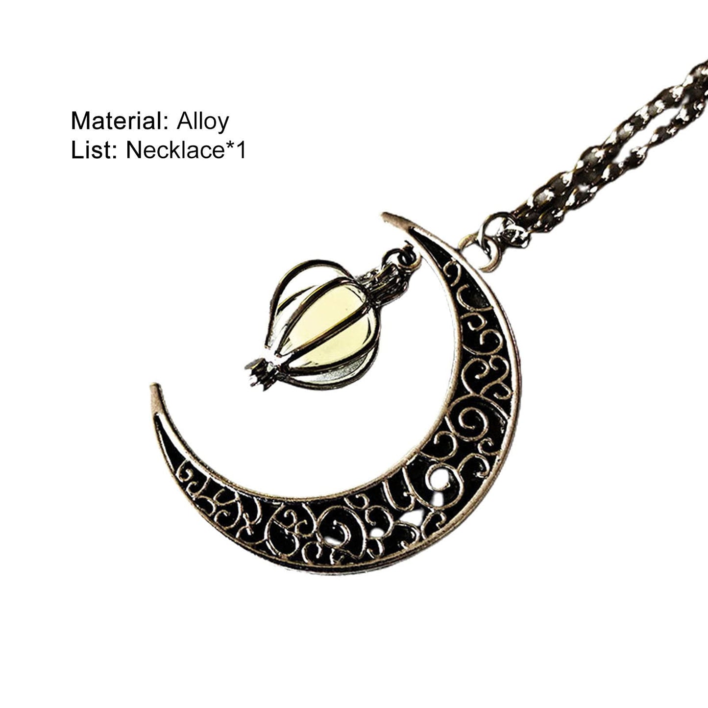 Halloween Spooky Hollow Moon Necklace Love Necklace