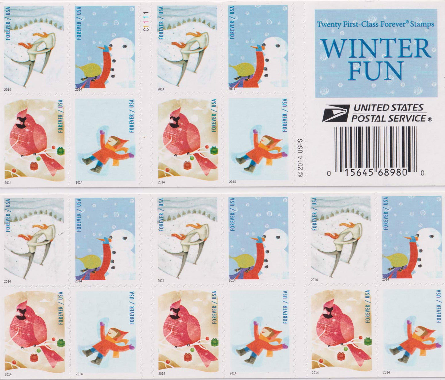 2014 USPS Winter Fun Forever Postage Stamps