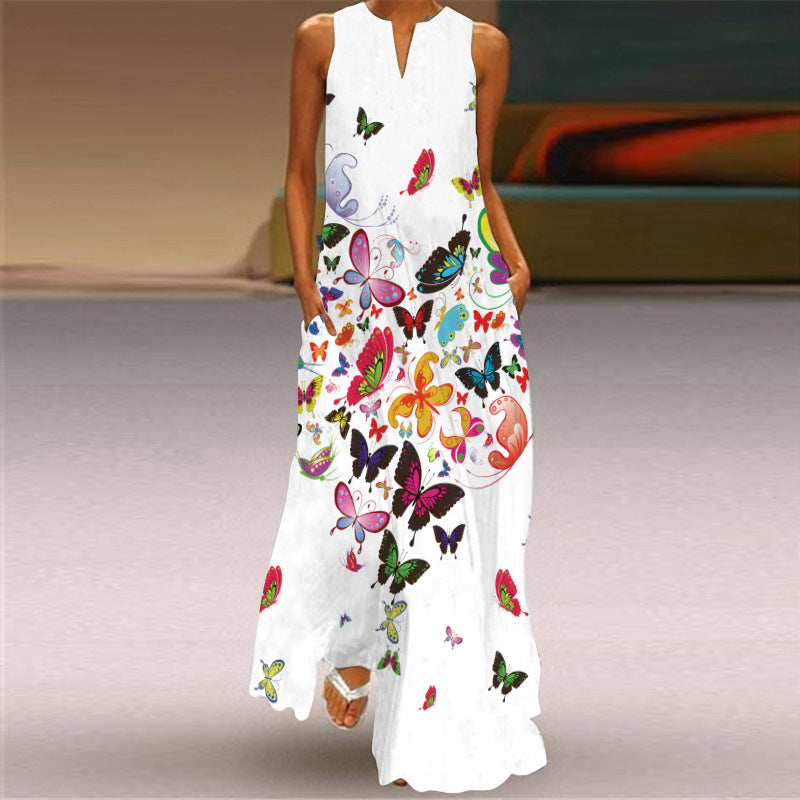 Summer Women's Sleeveless Print Maxi Dress