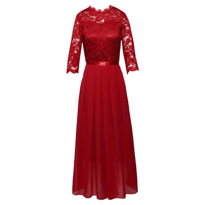 Women's Long Sleeve Lace Evening Dress Maxi Dress