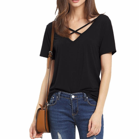 Women's Short Sleeve V Neck T-Shirt