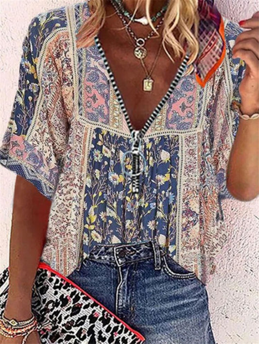 Women's Casual Printed Short Sleeve Top