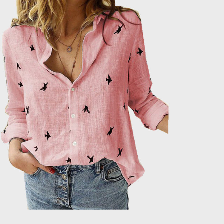 Women's Casual Lapel Long Sleeve Blouses