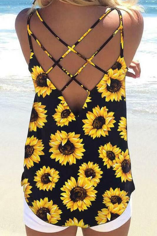 Women's Sunflower Print Casual T-Shirt