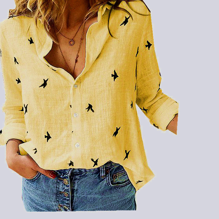 Women's Casual Lapel Long Sleeve Blouses