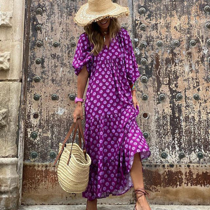 Women's Long Sleeve Spring Print Maxi Dress